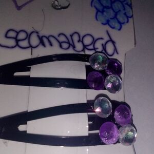 Crystal Accent Purple Hair Clips - Women Accessories